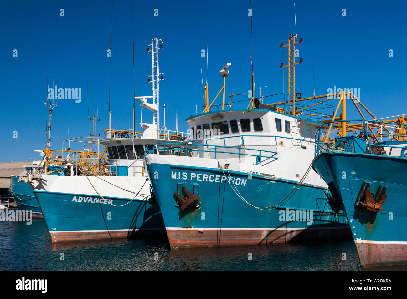 Australia, Australia Occidental, Freemantle, barco pesquero puerto, barcos de pesca Foto de stock