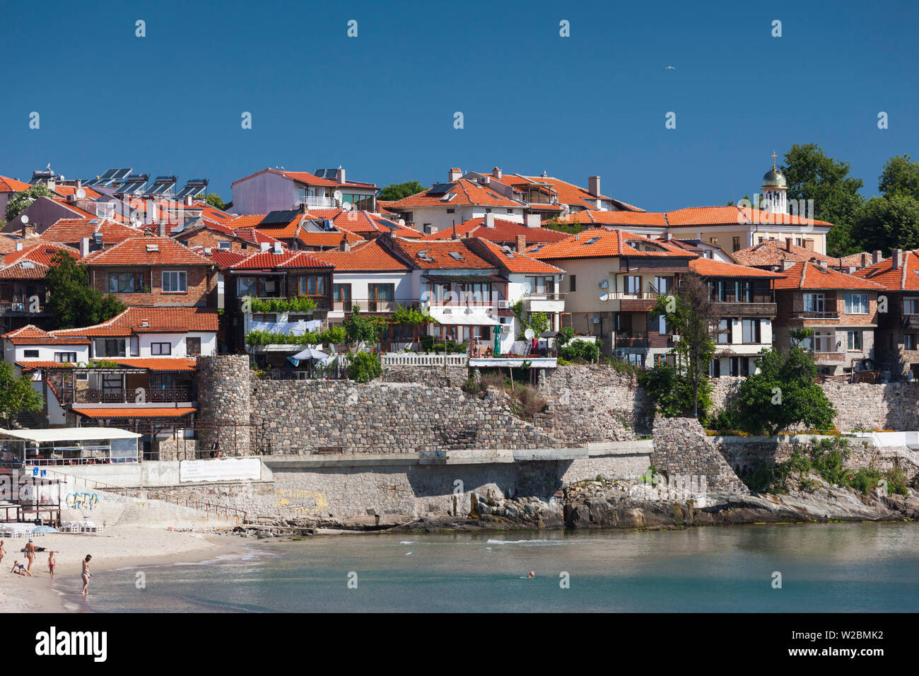 Bulgaria, Costa del Mar Negro, Sozopol, la ciudad y la fortaleza de las paredes Foto de stock