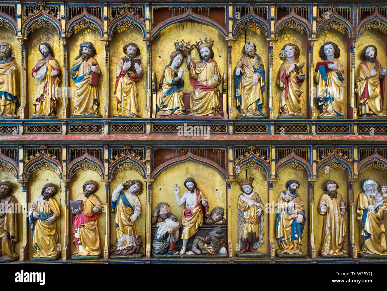 Dinamarca, Zelanda, Copenhague, El Museo Nacional, el cristiano del siglo xiv altar detalle Foto de stock