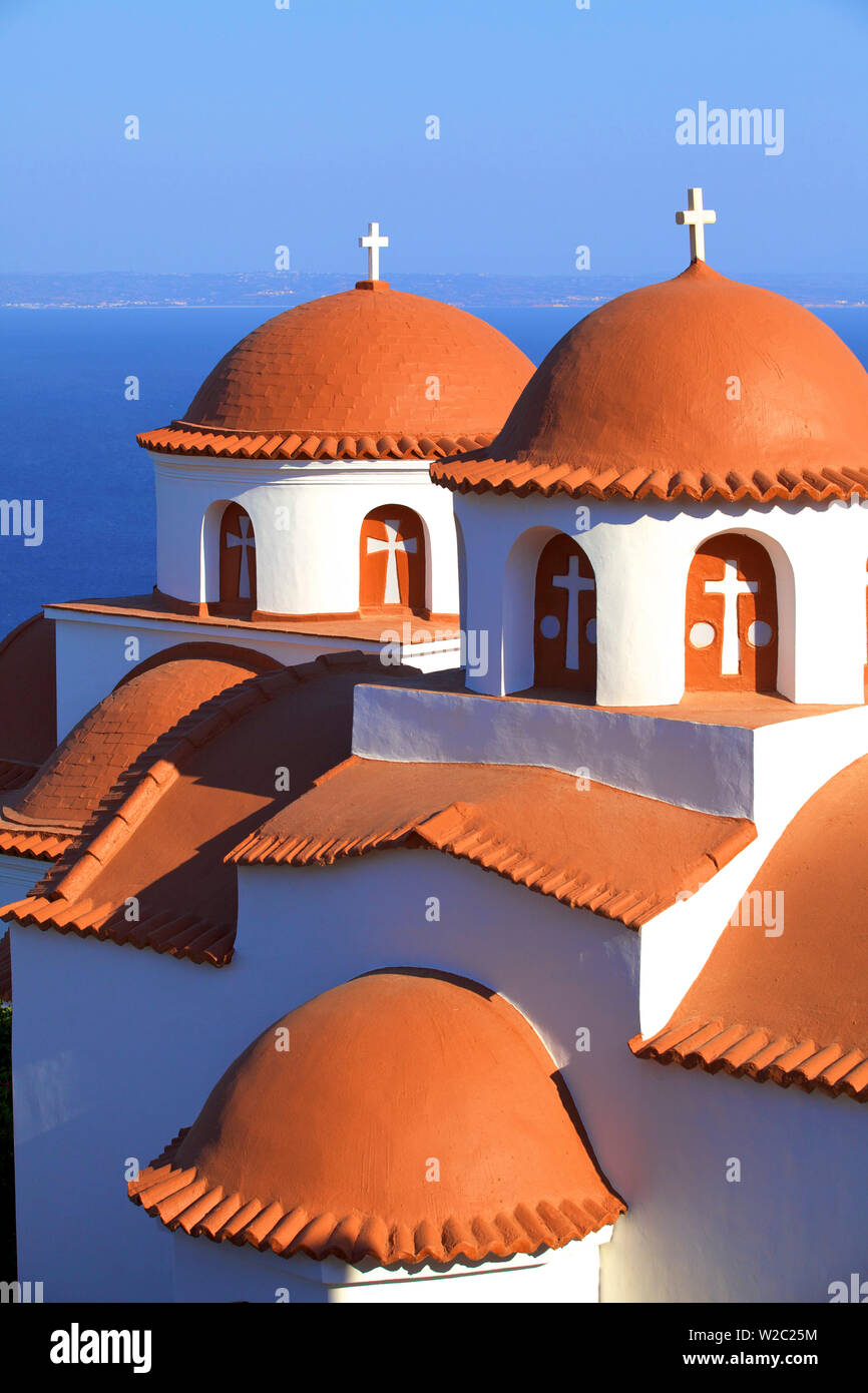 Convento de Agios Savvas encima Pothia, Kalymnos, Dodecaneso, las Islas Griegas, Grecia, Europa Foto de stock