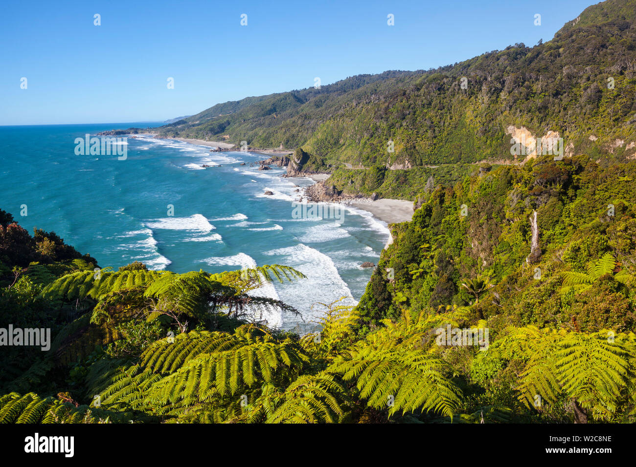 Espectacular paisaje costero, en Punakaiki, Costa oeste, Isla del Sur, Nueva Zelanda Foto de stock