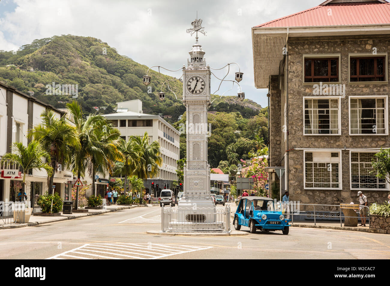 La torre del reloj, Victoria, Mahé, Seychelles Foto de stock