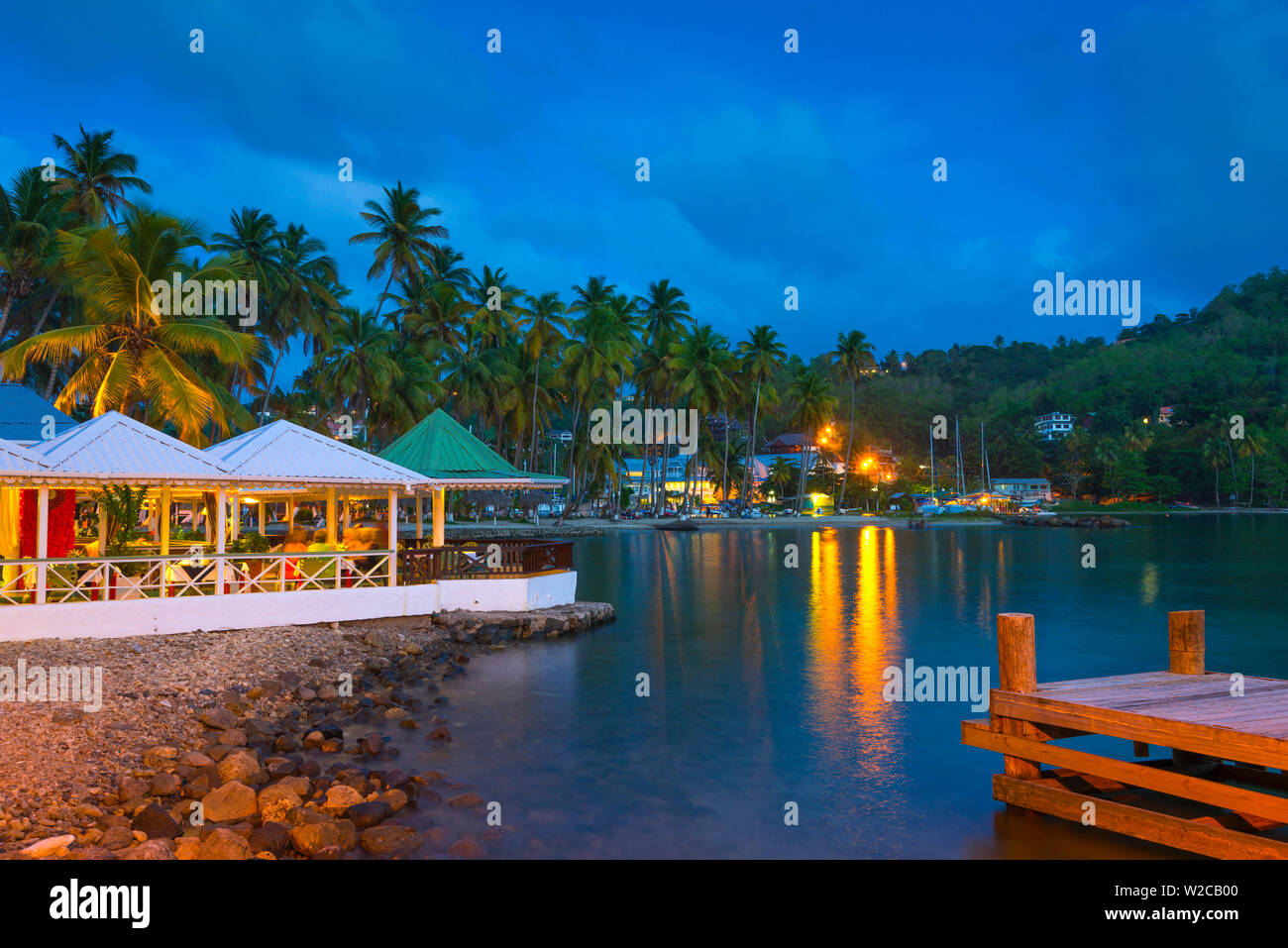 Caribe, Santa Lucía, Marigot, Marigot Bay Marigot Bay Beach Club Hotel, Doolittle's Restaurant Foto de stock