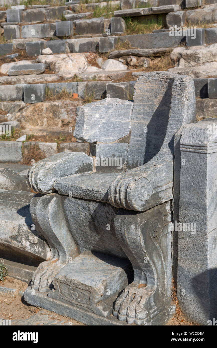 Teatro, ruinas de Priene, provincia de Aydin, Turquía Foto de stock