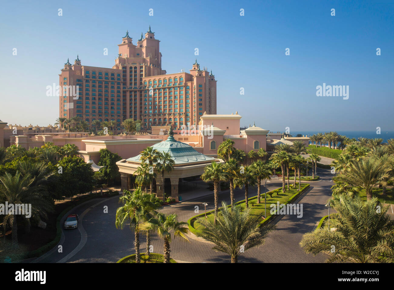 Los Emiratos Árabes Unidos, Dubai, Palm Jumeirah island, el Atlantis Palm Foto de stock