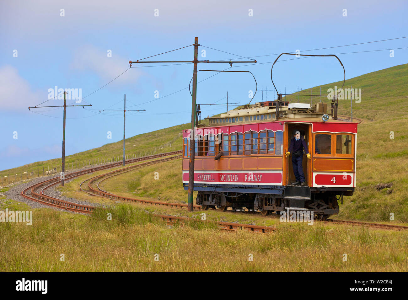 Ferrocarril de Montaña Snaefell Snaefell, Isla de Man Foto de stock
