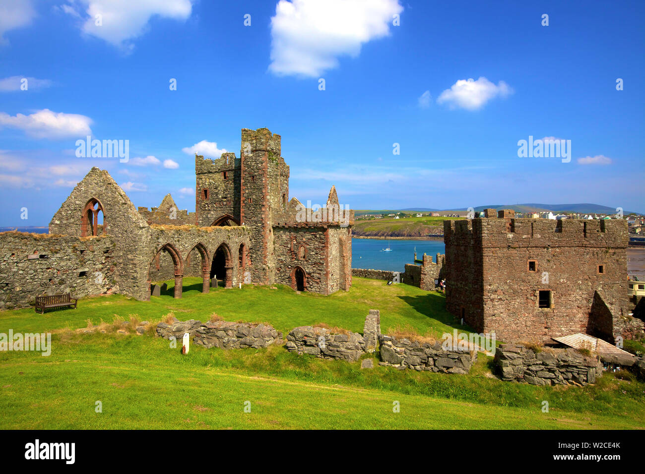 Pelar original Catedral, Peel Castle, St. Patrick's Isle, Isla de Man Foto de stock