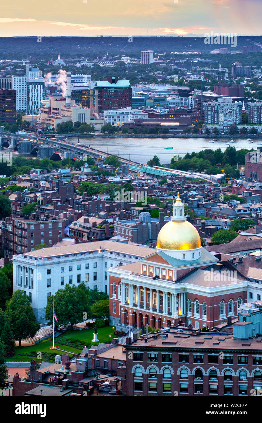 , Boston, Massachusetts State House, Cambridge, Charles River Foto de stock