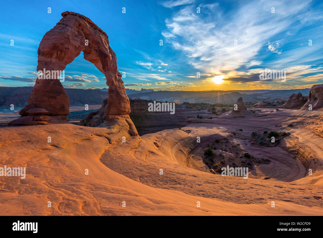 Moab, Utah, EE.UU., el Parque Nacional de Arches, Delicado Arch Foto de stock