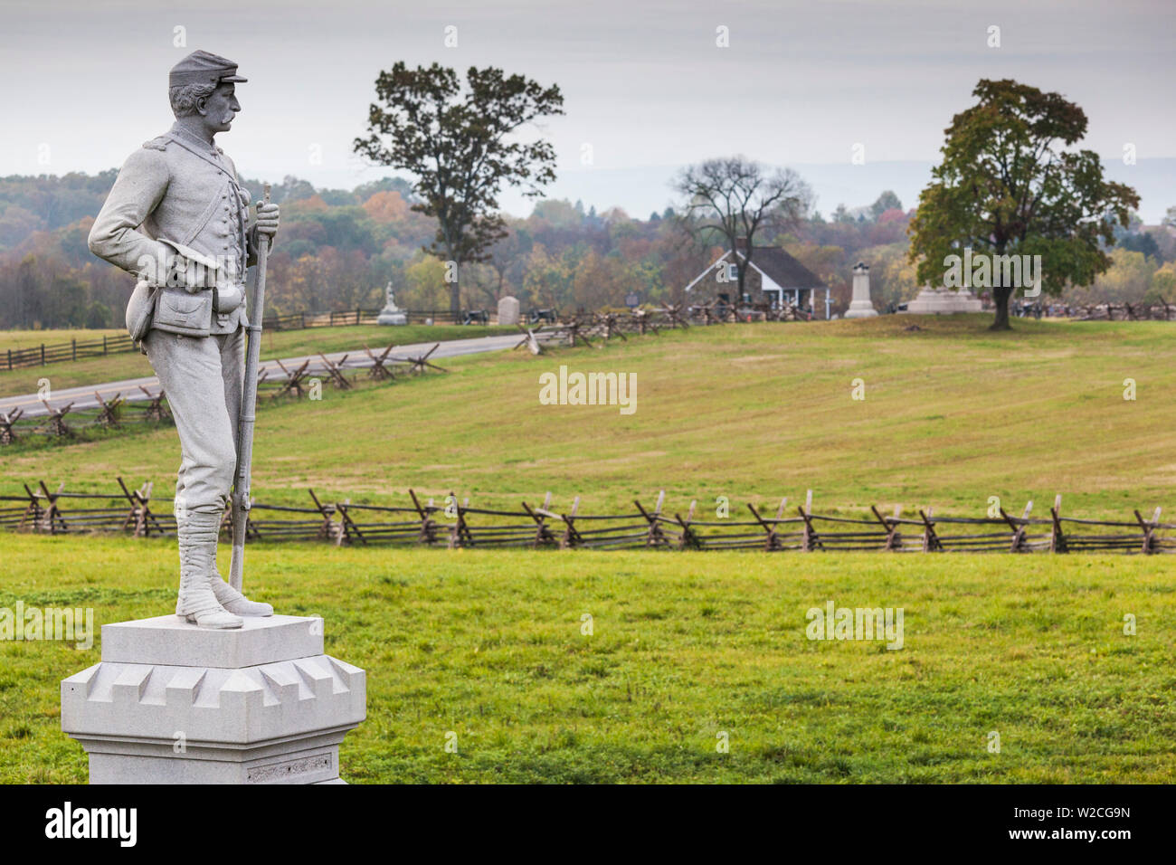 Gettysburg, Pensilvania, EE.UU., La Batalla de Gettysburg, estatua de soldado Foto de stock