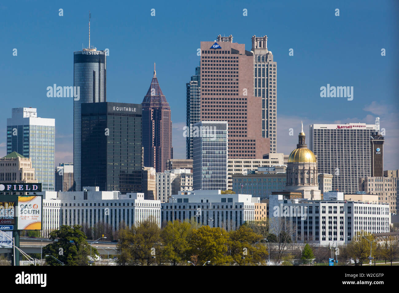 El horizonte de la ciudad de Atlanta, Georgia, EE.UU. Foto de stock