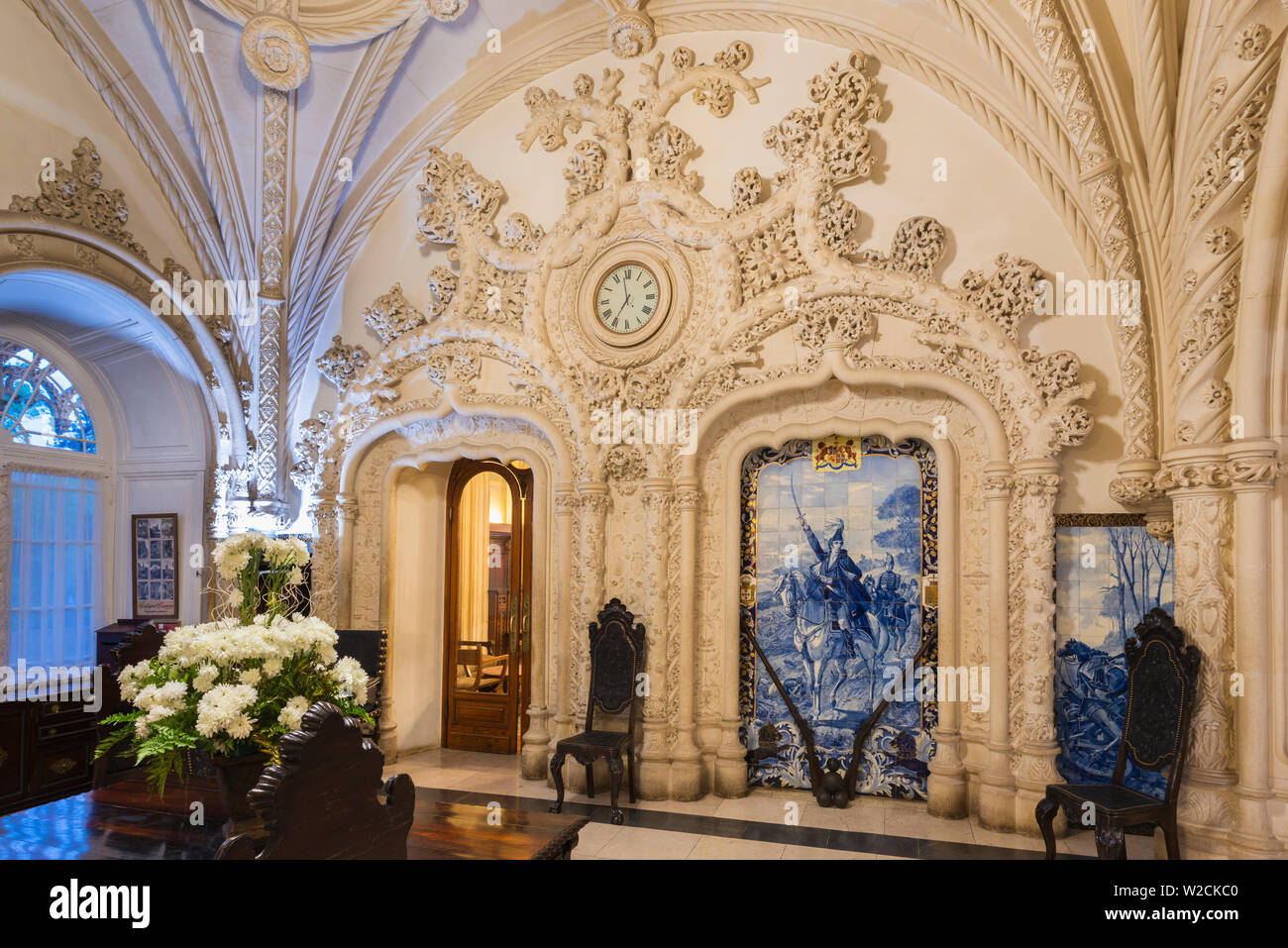 Santa Cruz do Buçaco Palace Hotel, Interior, Antiguo Monasterio Carmelita, el bosque nacional de Bussaco, Mealhada, Beira Litoral, Portugal Foto de stock