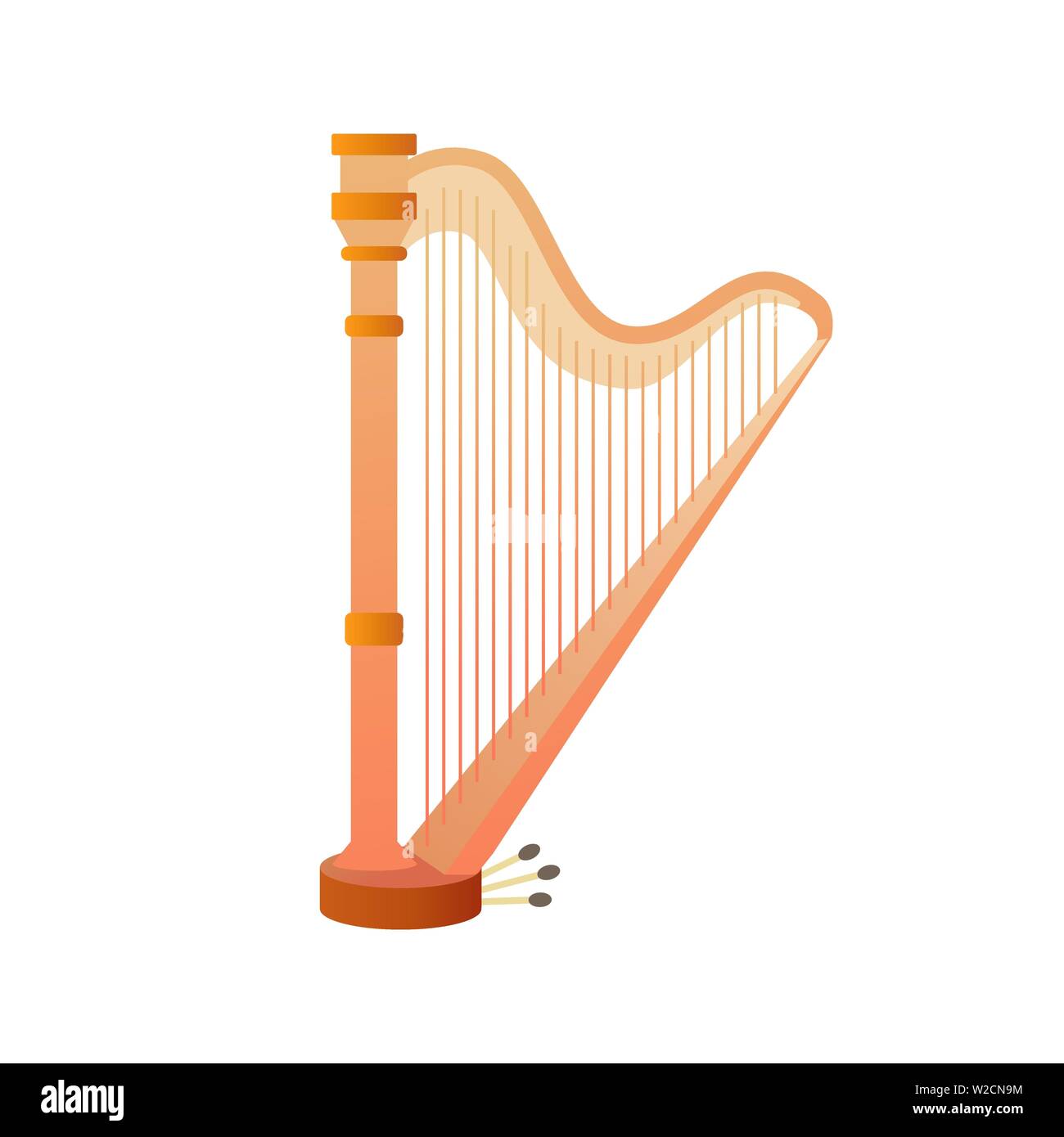 Instrumentos musicales de cuerda, arpa. Diseño de presentaciones de carteles, folletos, carteles e invitaciones. Vector Ilustración del Vector