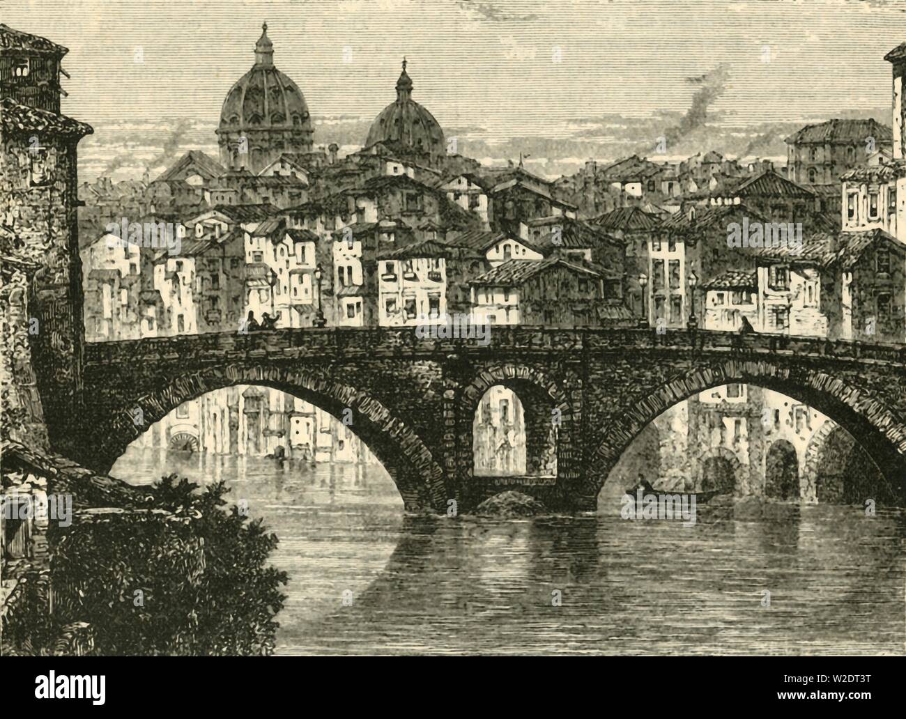 "El Puente Fabrician, Roma, 1890. Creador: Desconocido. Foto de stock