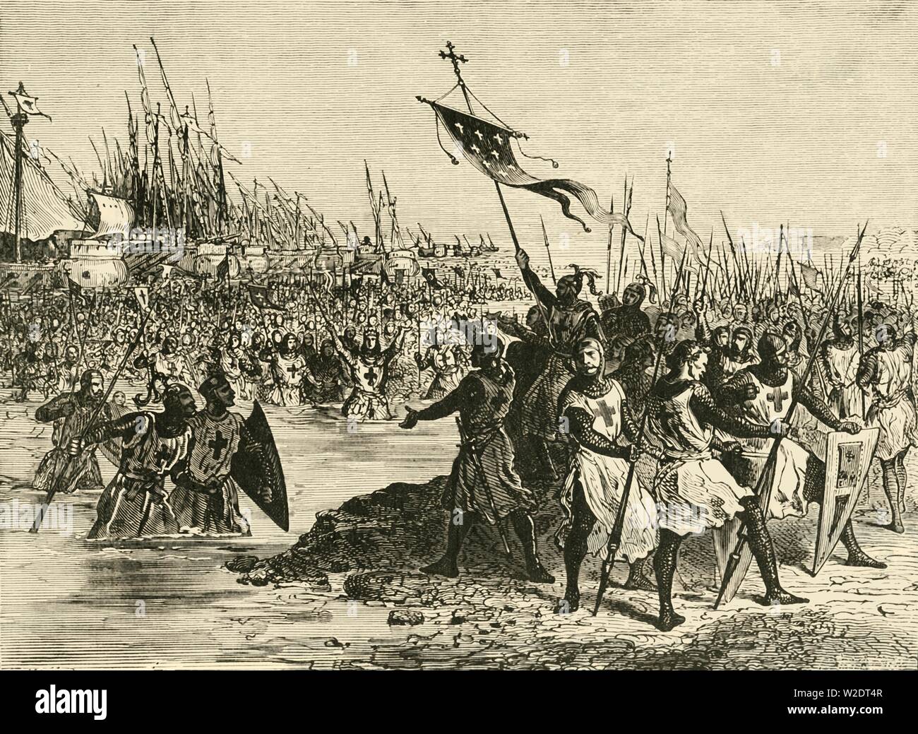 'Louis IX. Desembarco en Egipto", (1249), 1890. Creador: Desconocido. Foto de stock