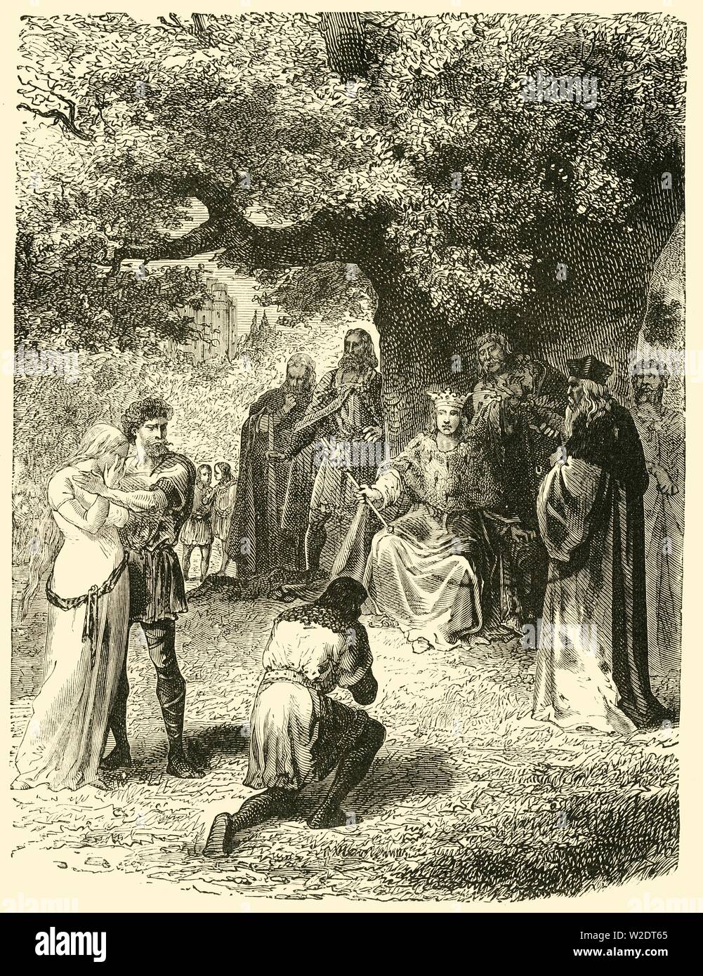 "Luis IX, impartir justicia en el Bosque de Vincennes', (siglo XIII), 1890. Creador: Desconocido. Foto de stock