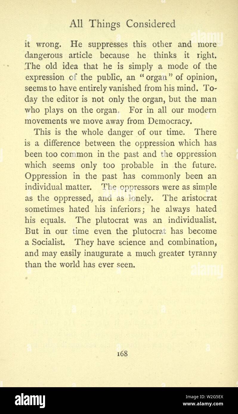 Chesterton - Todas las cosas consideradas, pág. 168. Foto de stock