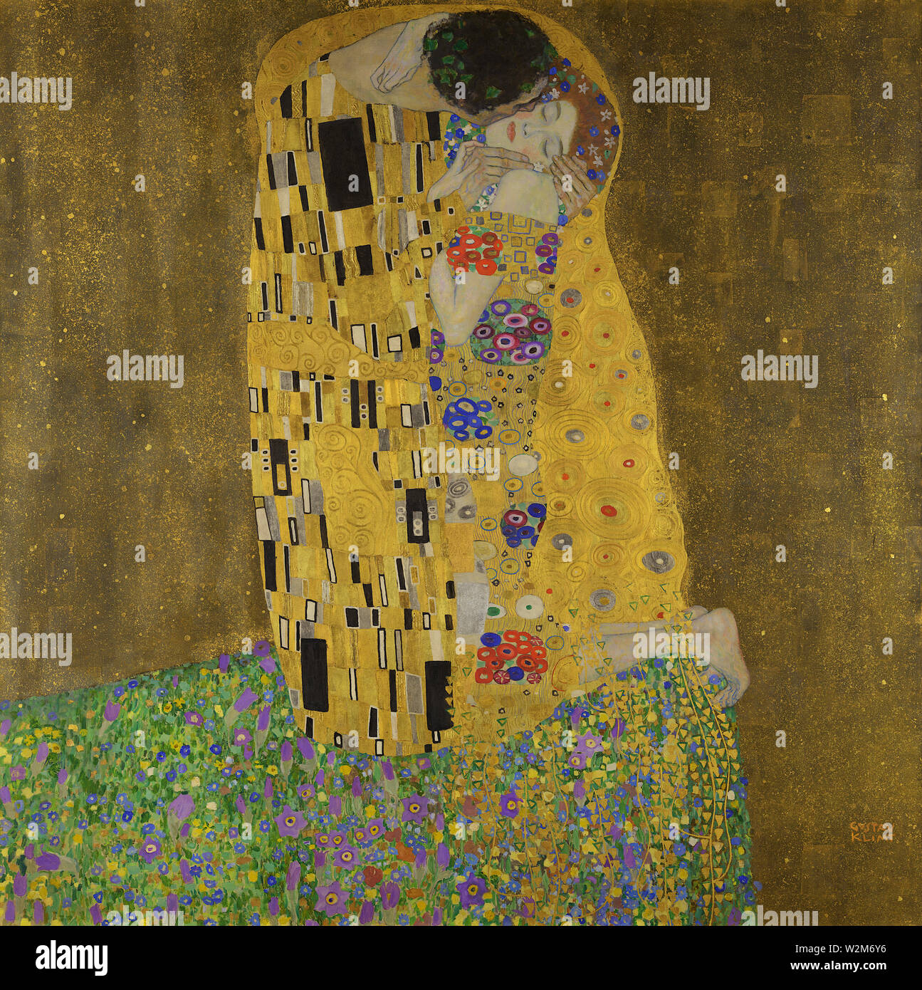 El Beso (Der Kuss) (1908), pintura de Gustav Klimt - muy alta resolución y calidad de imagen Foto de stock