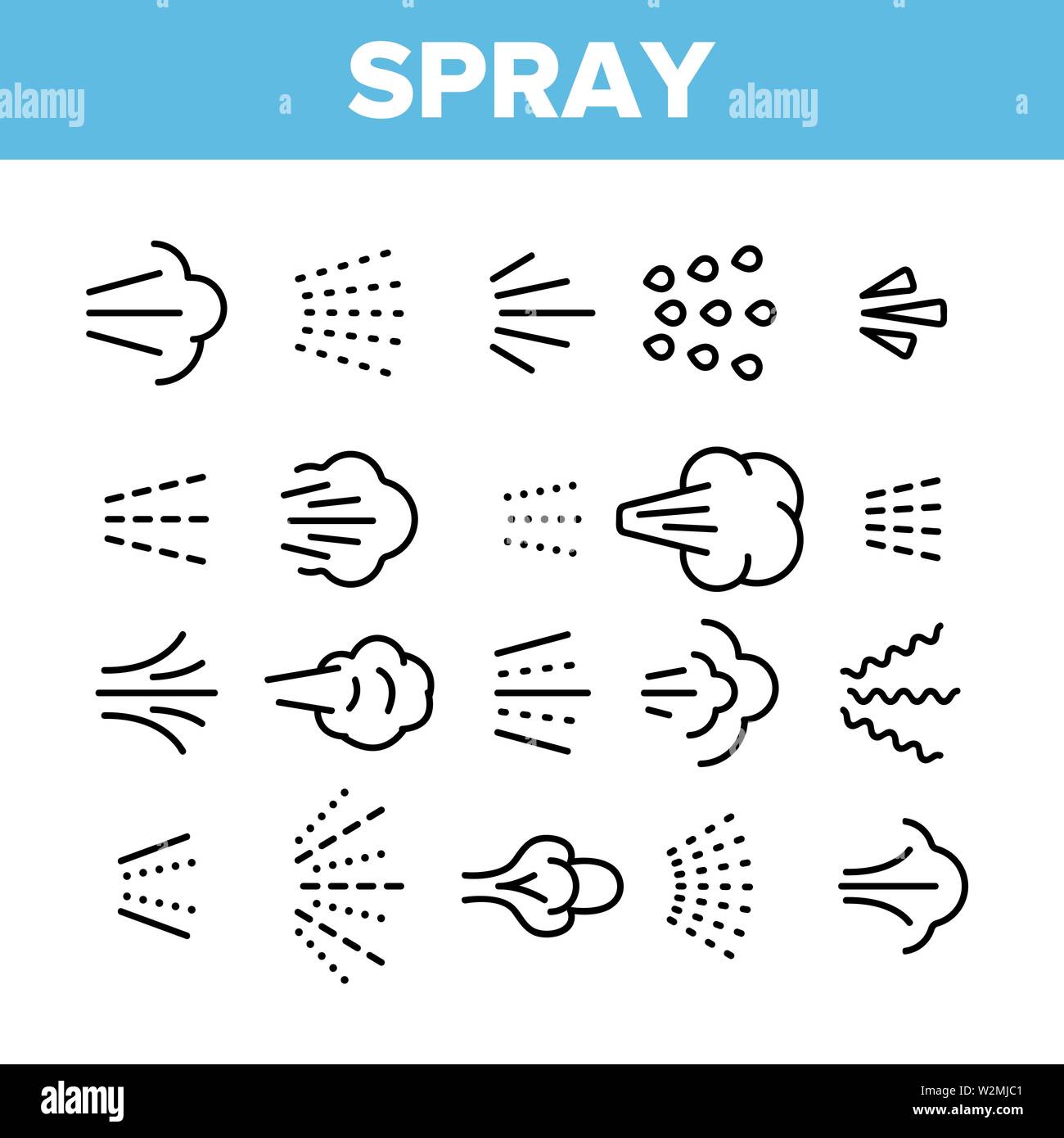 Agua, vapor, aerosol líquido lineal Vector Conjunto de iconos Imagen