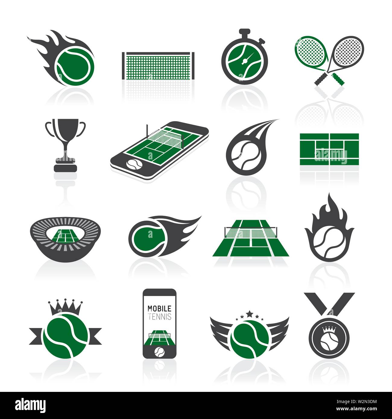 Conjunto de iconos de tenis Ilustración del Vector