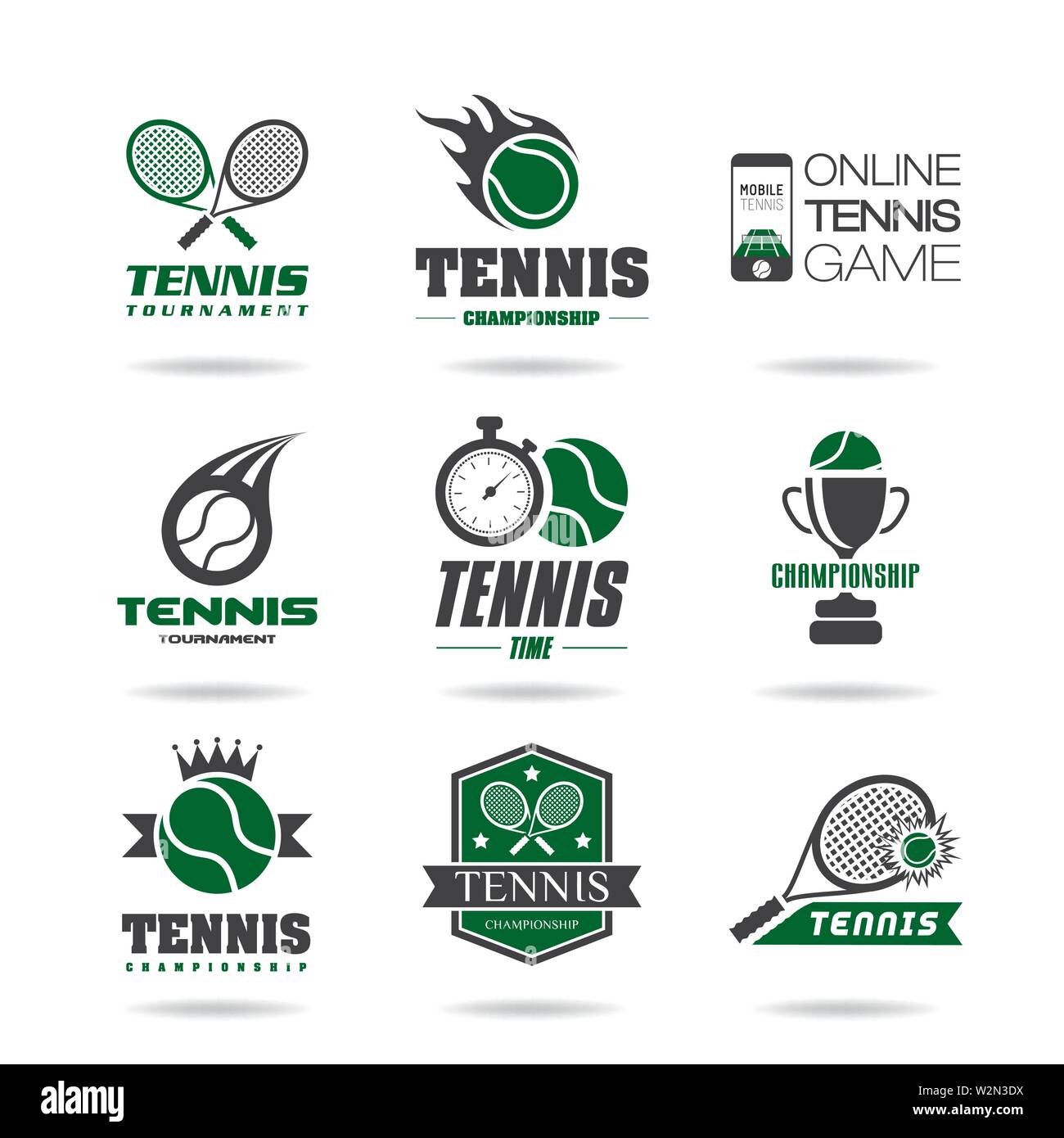 Conjunto de iconos de tenis Ilustración del Vector