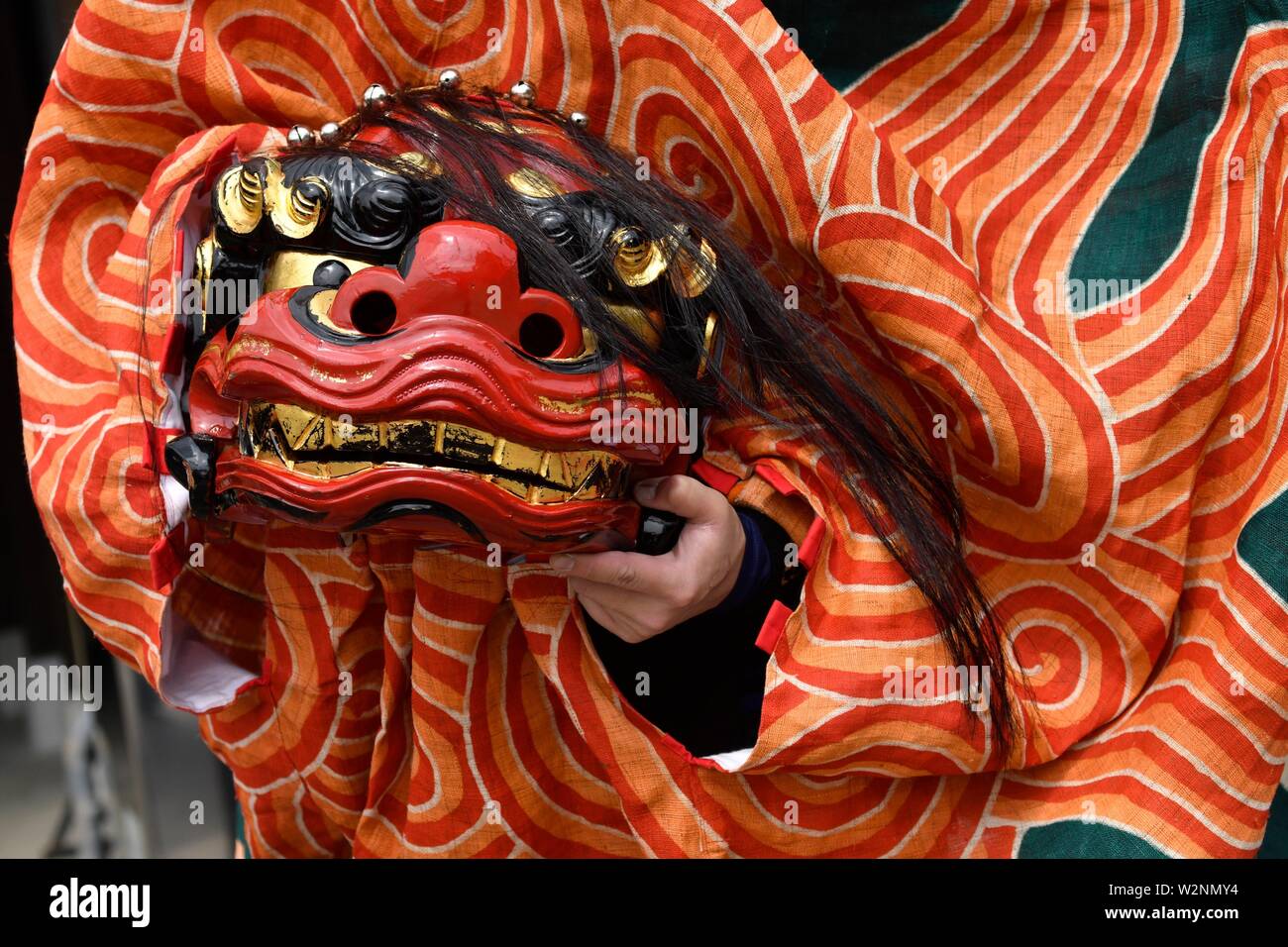 La danza del león, Furukawa Festival, Hida Furukawa, Japón, Asia. Foto de stock