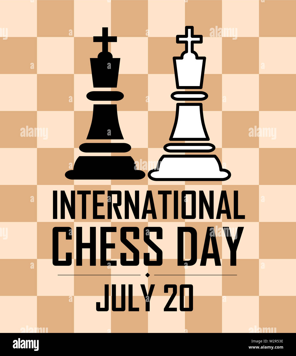 Día Internacional de Ajedrez ilustración vectorial sobre ajedrez de fondo.  Chess ilustración vectorial Fotografía de stock - Alamy