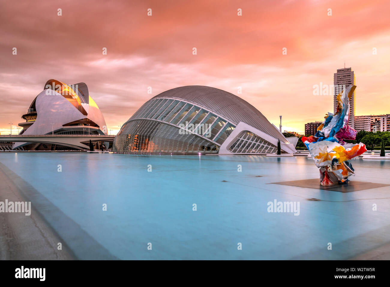 Ciudad de las Artes y las ciencias o la Ciudad de las Artes y las Ciencias, Valencia, Comunidad Valenciana, España Foto de stock