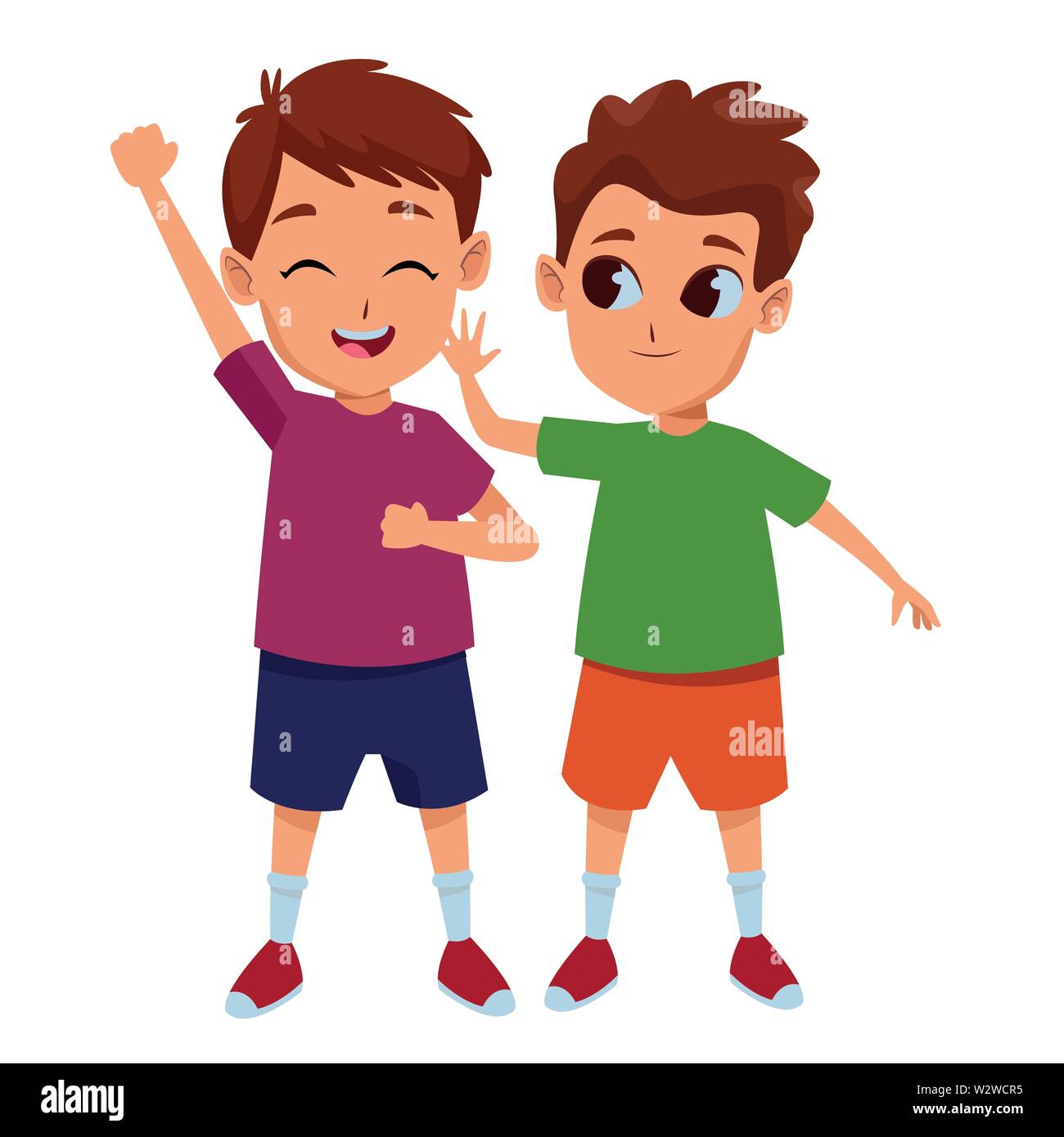 Los niños amigos jugando y sonriendo dibujos animados Imagen Vector de  stock - Alamy