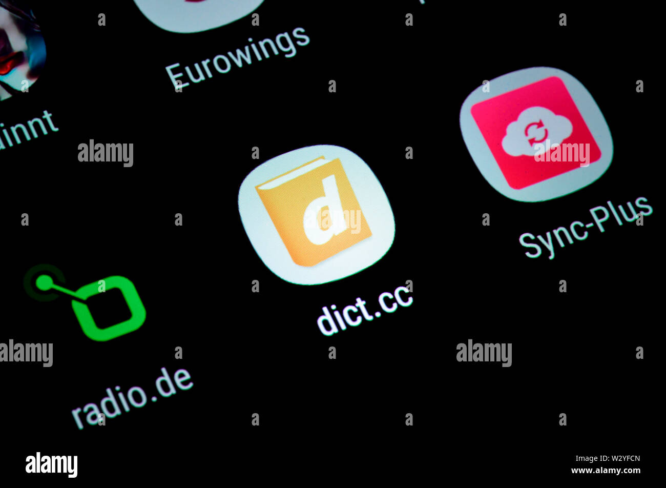Smartphone, Pantalla, App, dict.cc Foto de stock