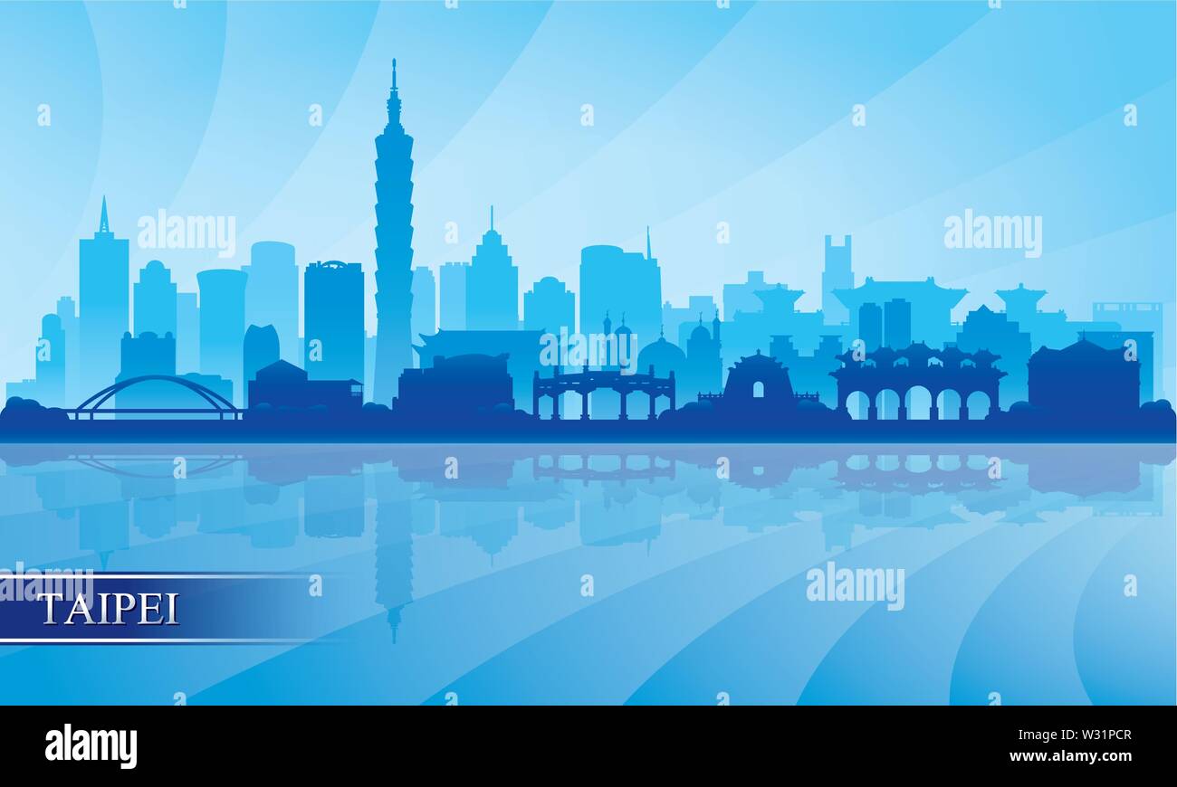 El horizonte de la ciudad de Taipei silueta antecedentes, ilustración vectorial Ilustración del Vector