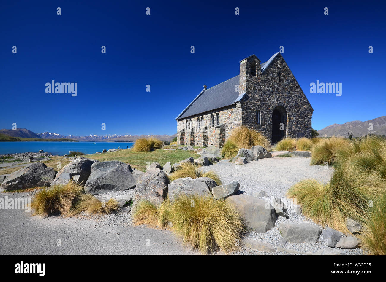 Capilla del Buen Pastor, el Lago Tekapo, Nueva Zelanda Foto de stock