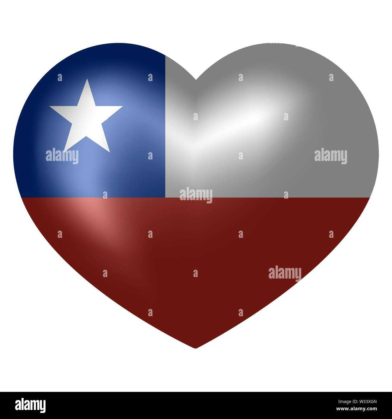 Bandera de Chile en forma de corazón. ilustración vectorial Imagen
