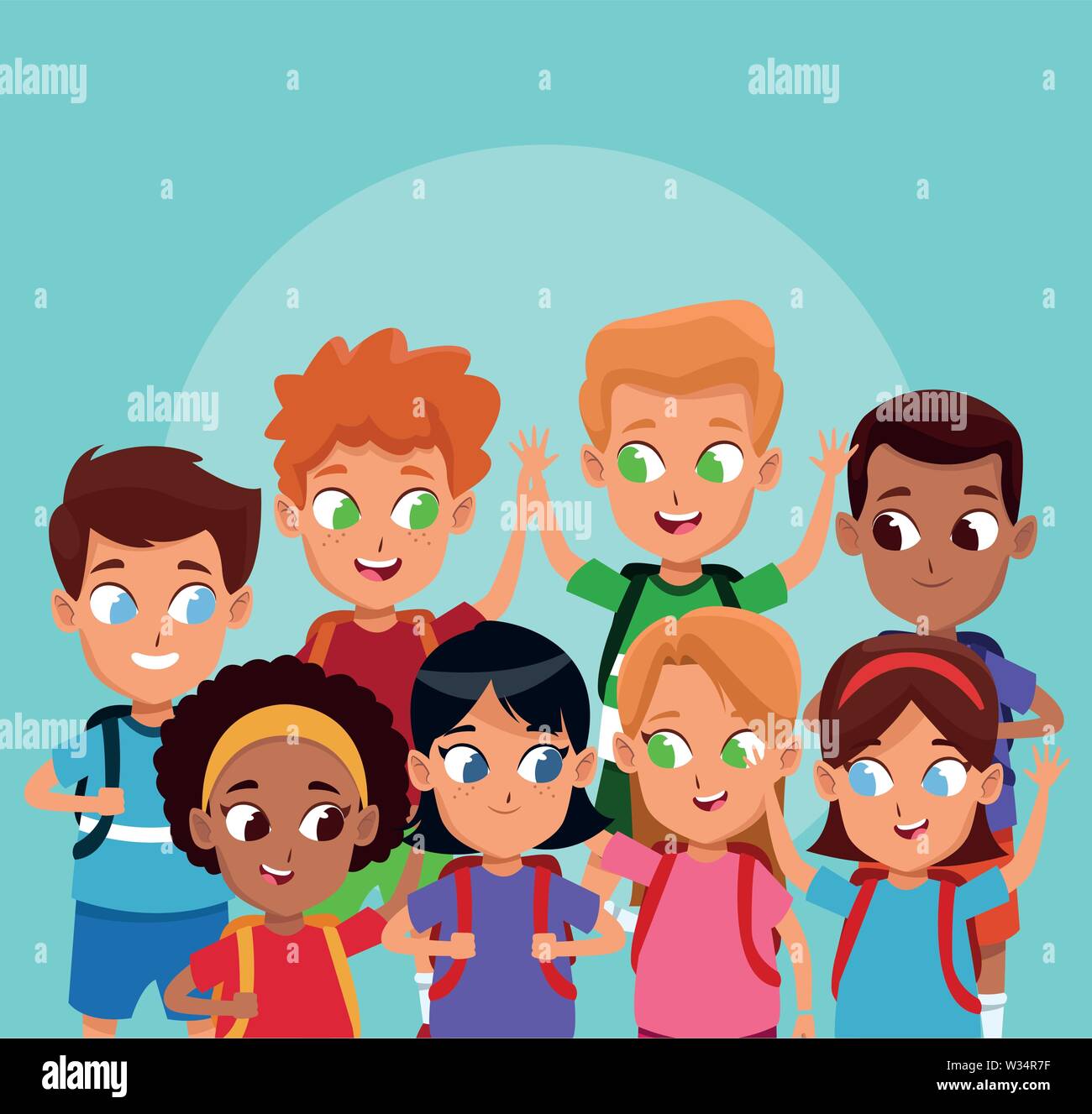 Niños y niñas dibujos animados Imagen Vector de stock - Alamy