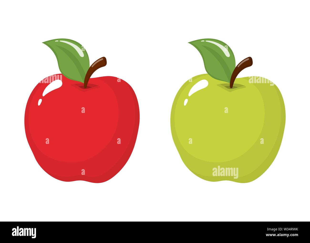 Conjunto de manzanas rojas y verdes aislado sobre fondo blanco. Fruta  orgánica. Estilo de dibujos animados. Ilustración vectorial para cualquier  diseño Imagen Vector de stock - Alamy