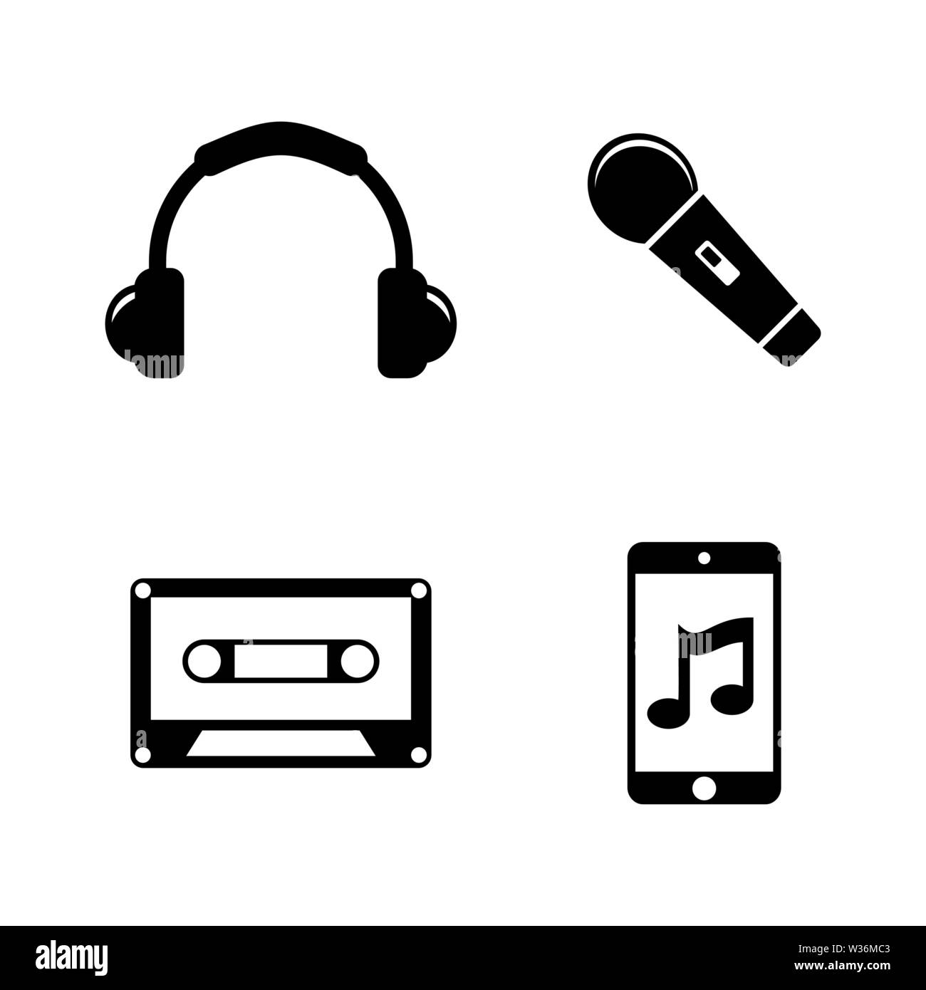 La música, el sonido, el audio. Vectores relacionados con sencillos iconos  para vídeo, aplicaciones móviles, sitios Web, proyectos de impresión y su  diseño. La música, el sonido, el icono de Audio negro