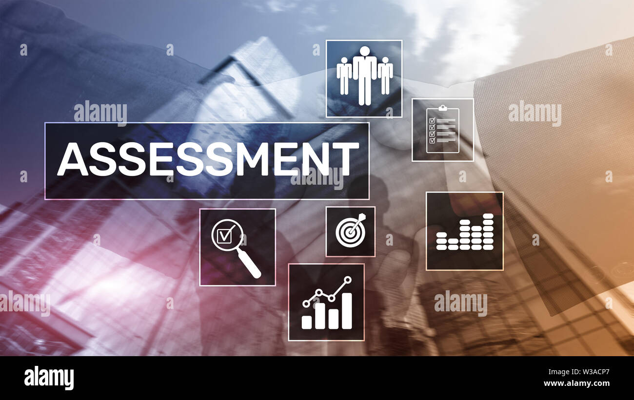 Evaluación medir Analytics análisis empresarial y tecnología concepto sobre el fondo borroso Foto de stock