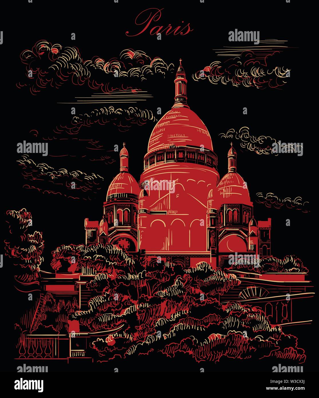 Dibujo A Mano Ilustraci n Vectorial De Montmartre Par s Francia 