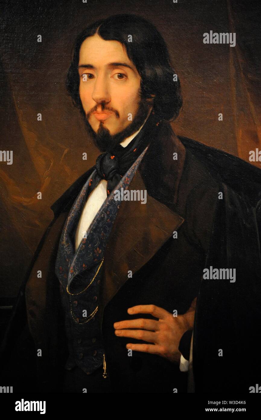 Fernando Ferrant y Llausás (1810-1852). Pintor español. Retrato por Luís Ferrant y Llausás (1806-1868), hacia 1845. Museo del Romanticismo. Madrid. España. Foto de stock