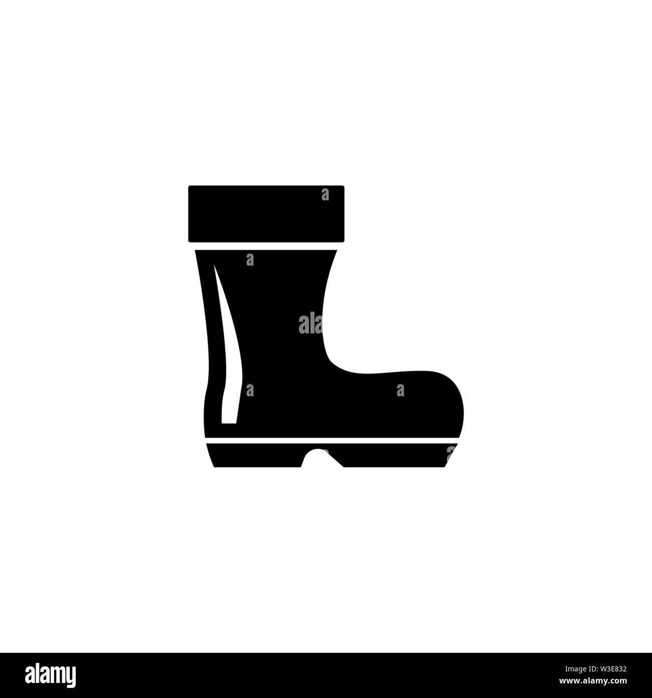 Funda de goma, botas de goma. Icono de Vector plana ilustración. Simple símbolo negro sobre fondo blanco. Funda de goma, botas de goma firmar la plantilla de diseño para web y Ilustración del Vector