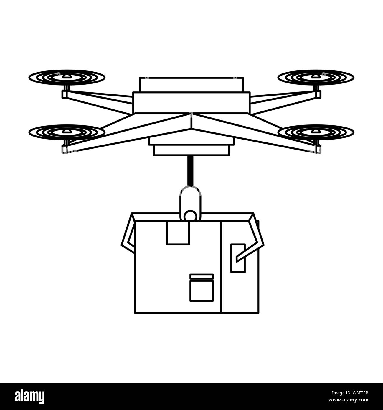 Air drone control remoto caricatura en blanco y negro Imagen Vector de  stock - Alamy