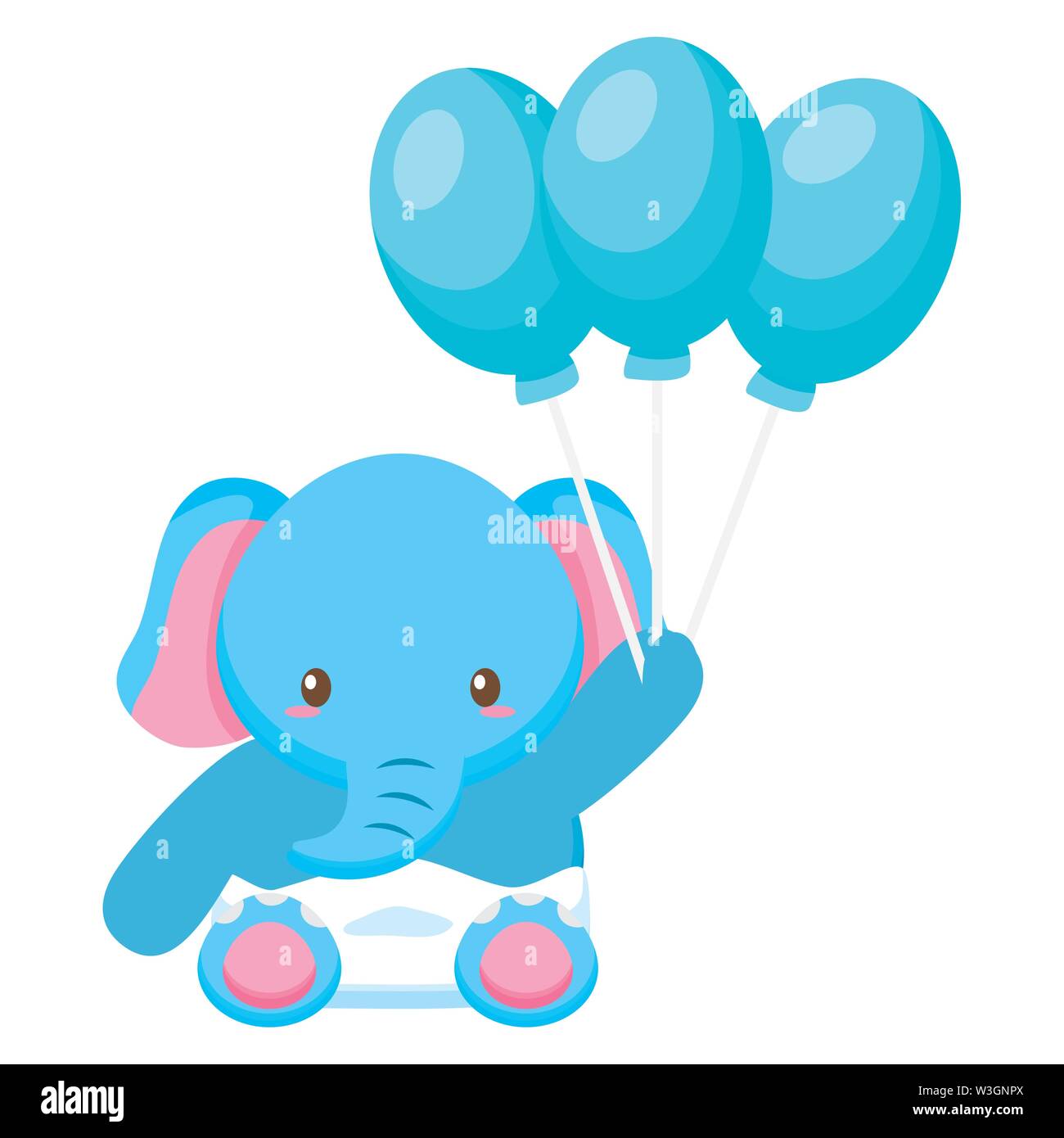 Poco lindo bebé elefante con globos de helio Imagen Vector de stock - Alamy