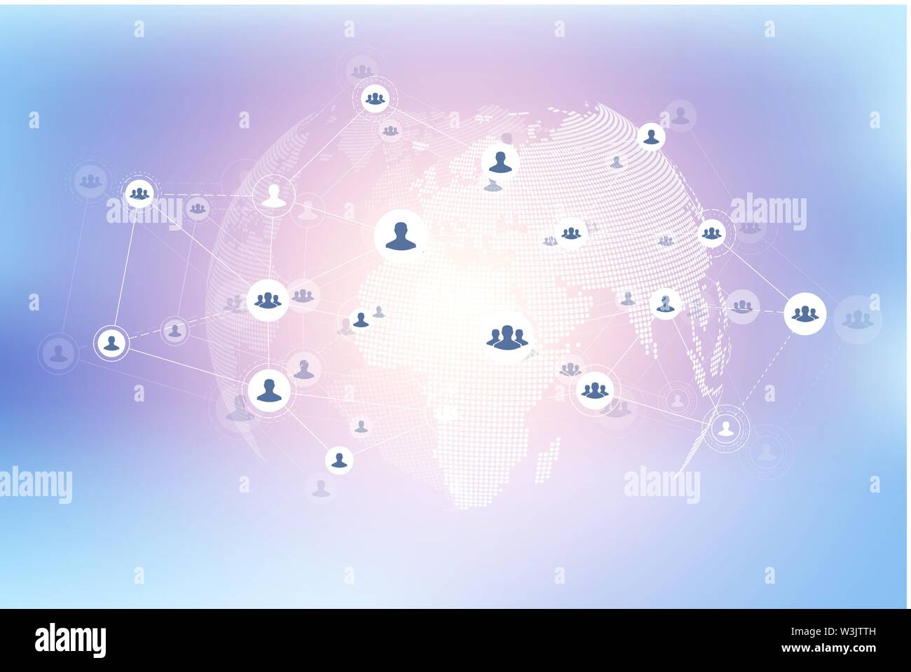 Red de medios de comunicación social y el concepto de comercialización en el mapa del mundo de fondo. Finanzas mundiales de fondo. Concepto global de negocios y tecnología de internet Ilustración del Vector