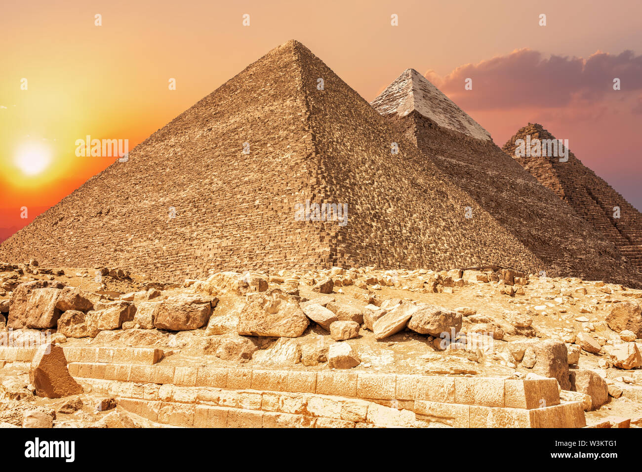 Tres más famosas pirámides de Giza, en Egipto Foto de stock