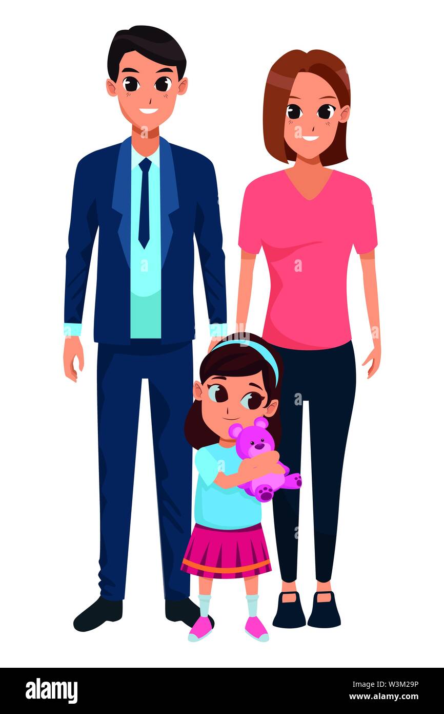 Los padres de familia y niños caricaturas Imagen Vector de stock - Alamy