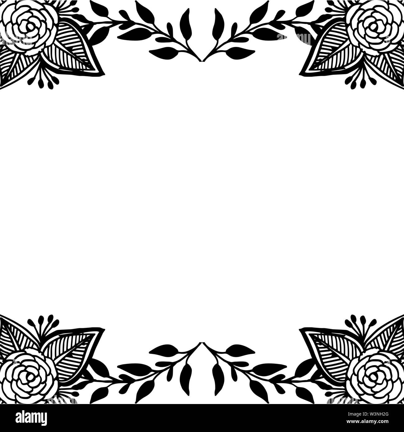 Los bordes en color negro, marco floral, tarjetas de felicitación.  Ilustración vectorial Imagen Vector de stock - Alamy