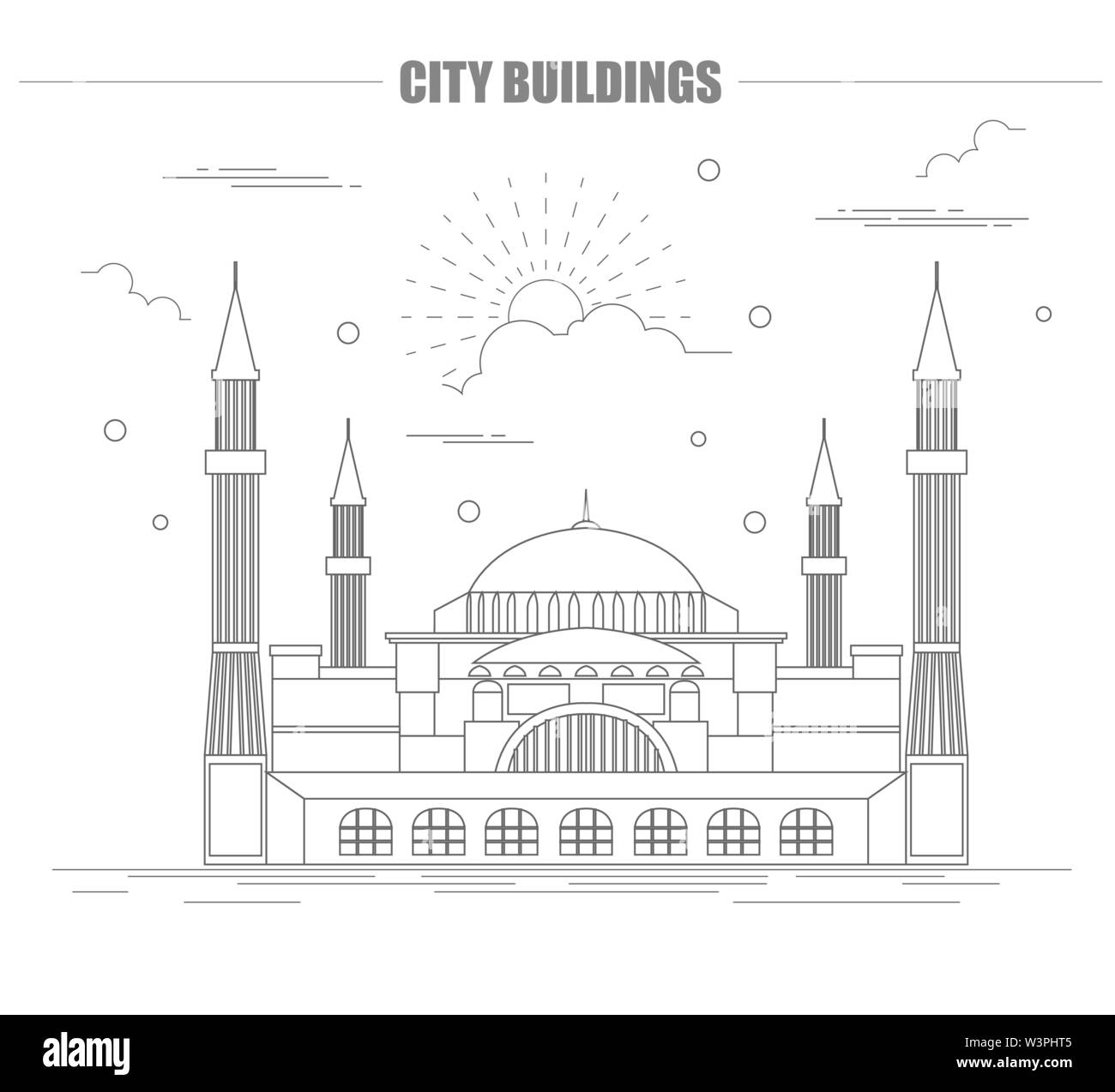 La plantilla de gráfico de los edificios de la ciudad. Santa Sofía, de la mezquita. Ilustración vectorial Ilustración del Vector