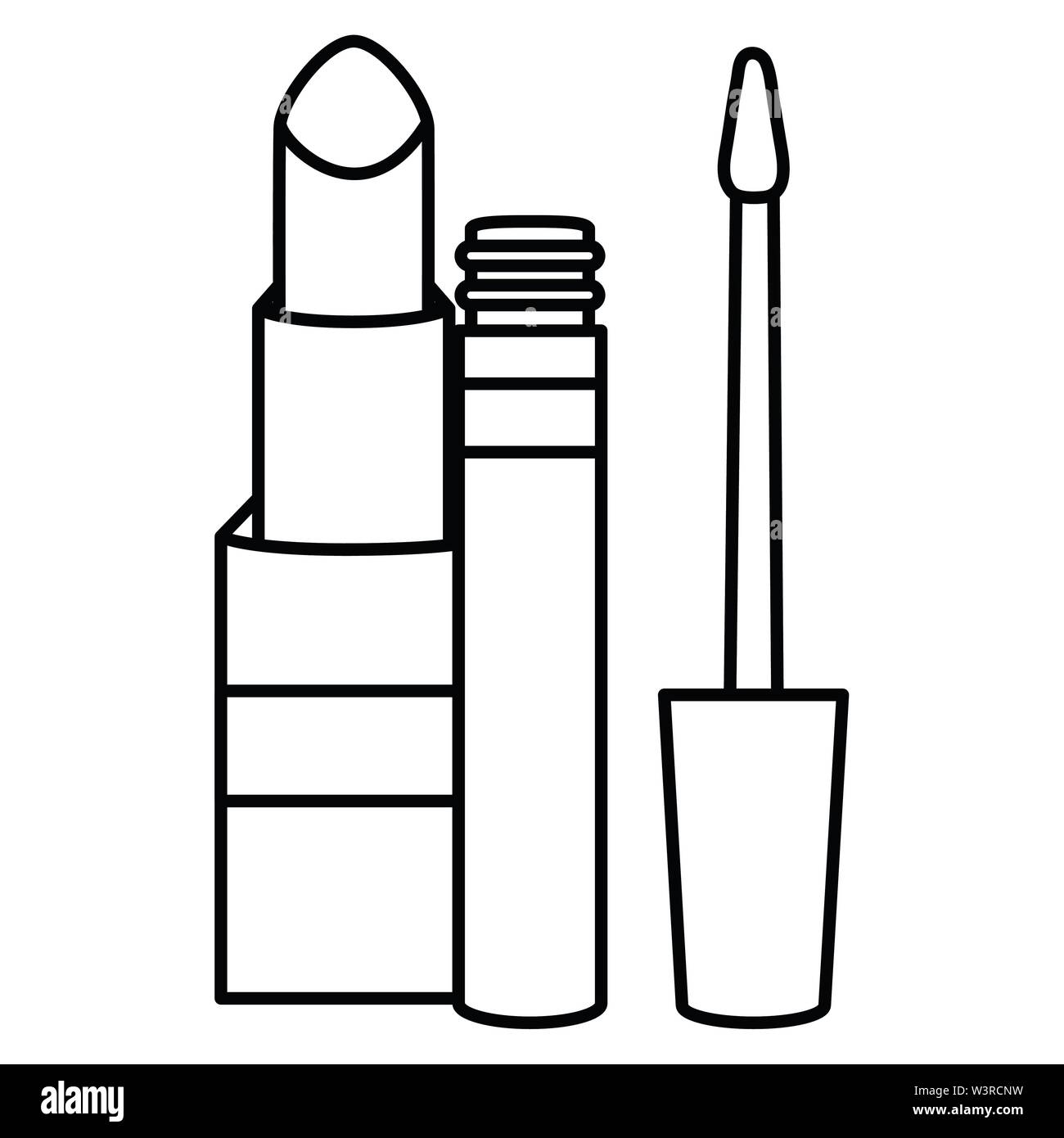 Lápiz de labios y las pestañas componen icono dibujo ilustración vectorial  diseño Imagen Vector de stock - Alamy