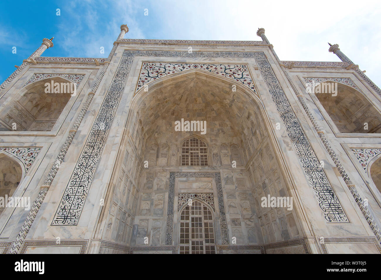 Vista atípicas de la famosa tumba de Taj Mahal en Agra India Fotografía