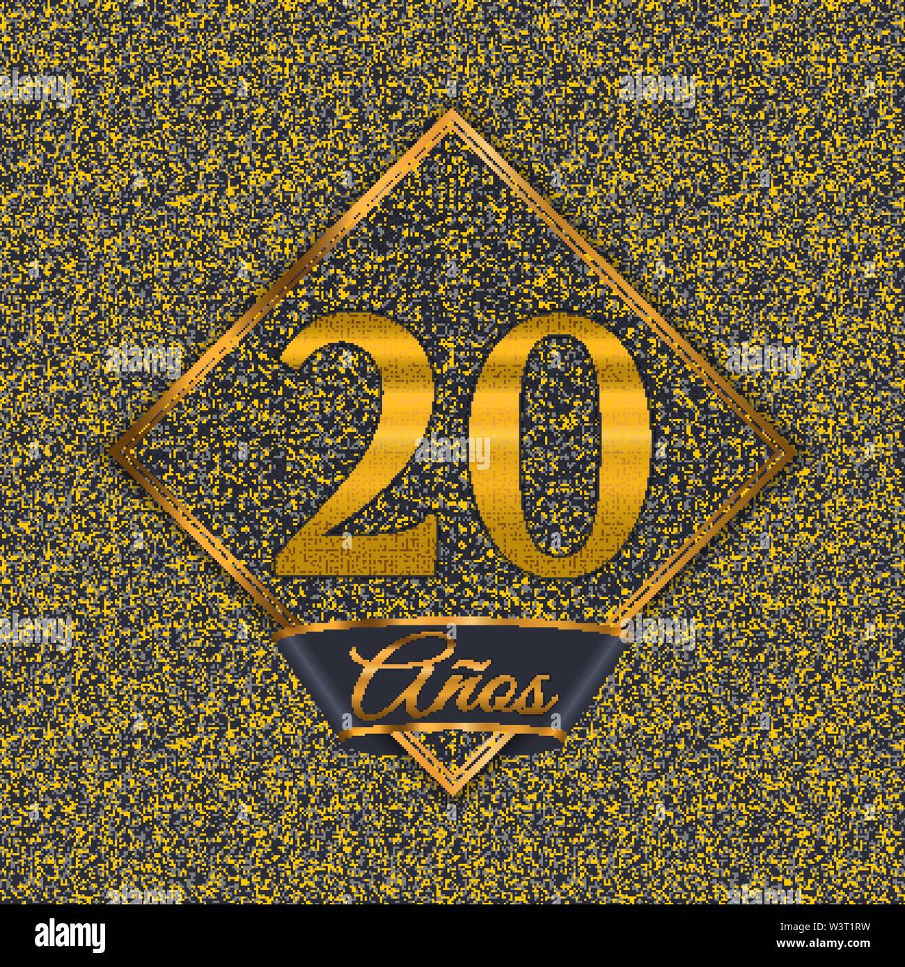 Español golden número veinte años (20 años) celebración de diseño.  Aniversario número de oro con antecedentes de lujo para su fiesta de  cumpleaños Imagen Vector de stock - Alamy